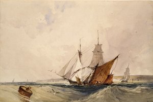 Scheepvaart voor de kust van Kent, ca. 1820s door Richard Parkes Bonington