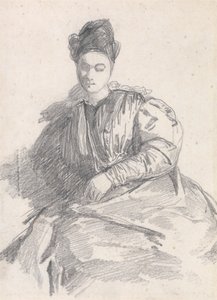 Studie van een zittende vrouw door Richard Parkes Bonington