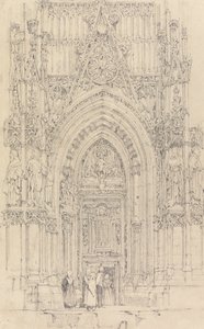 De kerk van St. Wulfran, Abbeville: De noorddeur van de westelijke gevel door Richard Parkes Bonington