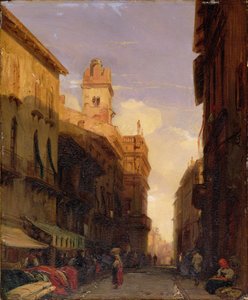 Uitzicht op het Paleis van Prins Maffei, Verona, ca. 1826-27 door Richard Parkes Bonington