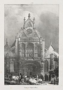 Pittoreske en romantische reizen in het oude Frankrijk, Franche-Comté: Gevel van de kerk van Brou door Richard Parkes Bonington