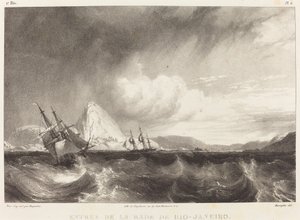 Ingang van de haven van Rio-Janeiro door Richard Parkes Bonington after Moritz Rugendas