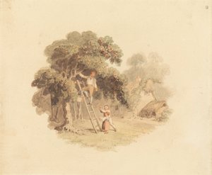 Een appelboom bij een huisje door Richard Westall