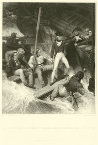 Luitenant Nelson vrijwilligt om een prijs te enteren tijdens een hevige storm door Richard Westall