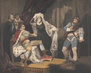 Theatrale figuren rond een troon door Richard Westall