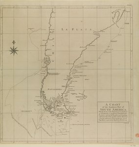 Een Kaart van het Zuidelijke Deel van Zuid-Amerika met het Spoor van de Centurion