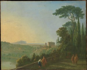 Het Nemimeer en Genzano vanaf het terras van het kapucijnenklooster door Richard Wilson