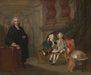 Prins George en prins Edward Augustus, zonen van Frederick, prins van Wales, met hun tutor Dr. Francis Ayscough