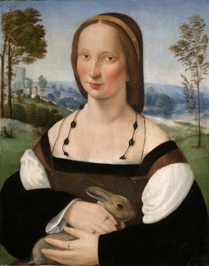 Portret van een Dame met een Konijn