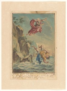 Mentor gooit Telemachus van een rots en springt hem achterna (Telemachus-reeks)