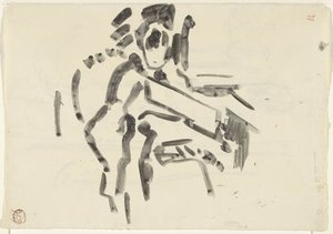 Schets van een zittende figuur door Rik Wouters