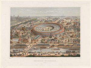 Vogelvlucht van de wereldtentoonstelling van 1867 in Parijs
