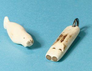 Model van een walrus en een fluit