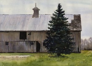 Aprilochtend, 2008 (aquarel op papier) door Rob Wood