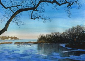 Winterspelen, 2021 (aquarel op papier)