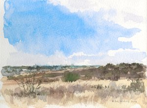 Winter op de prairie, 2014 (aquarel op papier) door Rob Wood