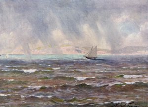 Een plotselinge windvlaag, Cardigan Bay (kleur litho)