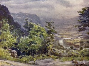 Conway Vallei (kleur litho) door Robert (after) Fowler