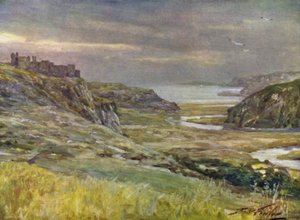 Pennard Castle, Glamorganshire (kleur litho)