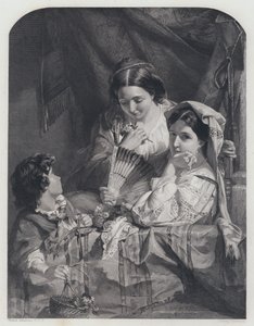 Een balkon op het Romeinse carnaval (gravure)