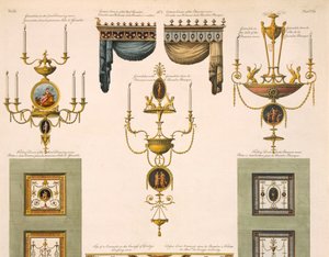 Ontwerpen voor gordijnkronen, girandoles en vouwdeuren (detail)