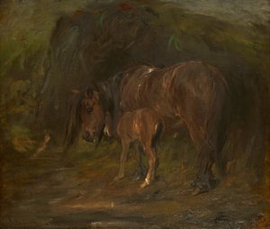 Merrie en veulen