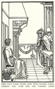 Illustratie voor Gedichten van John Keats: Isabella of De Basilicum Pot (litho) door Robert Anning Bell