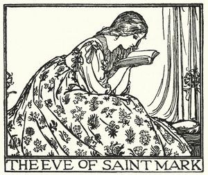 Illustratie voor Gedichten van John Keats: De Avond van St. Mark door Robert Anning Bell