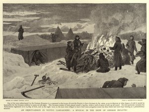Een Les in Wintercampagne, Een Bivak in de Sneeuw van Duitse Infanterie door Robert Barnes