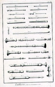 Plaat VIII: Blaasinstrumenten uit de Encyclopedie van Denis Diderot en Jean le Rond d