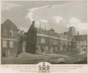 Een noordwestelijk uitzicht op het huis van William Parker, Lord Monteagle door Robert Blemell Schnebbelie