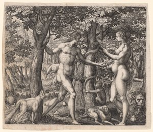 Adam en Eva, late 1500s door Robert Boissard