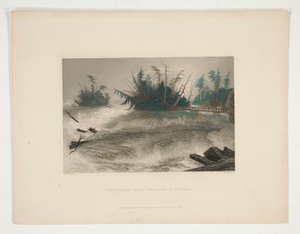 De stroomversnellingen boven de watervallen van Niagara, illustratie voor Nathaniel Parker Willis door Robert Brandard