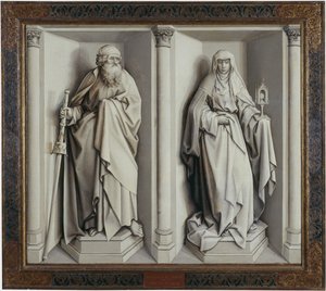 Het huwelijk van Maria en Jozef. Keerzijde door Robert Campin