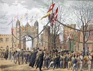 Eton Scholen en de Boog van de Jongens - Bezoek gebracht door Hare Koninklijke Hoogheid de Prinses van Denemarken, uit 