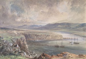 Foilhummerum Bay, Valentia, gezien vanaf Cromwell Fort: De Caroline en boten