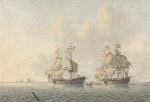 Een Engels oorlogsschip neemt bezit van een schip door Robert Cleveley