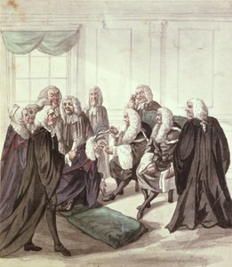 Een Glimp van Westminster Hall bij een Beroep van Advocaten, 18e eeuw door Robert Dighton