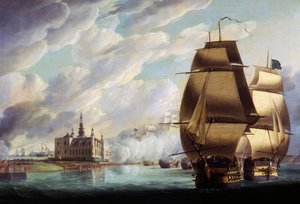 Nelson dwingt de doorgang van de Sound, 30 maart 1801, voorafgaand aan de Slag bij Kopenhagen, door R. Dodd