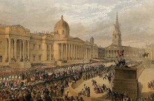 Trafalgar Square, Londen, 7 maart 1863 (gravure)