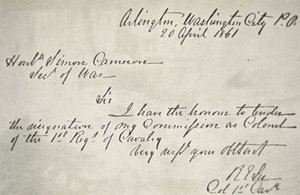 Ontslagbrief van Robert E. Lee uit het Federale Leger, 20 april door Robert E. Lee