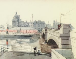 Glasgow: George V Bridge (kleurenlitho) door Robert Eadie
