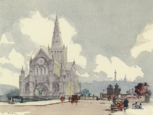 Glasgow: De kathedraal (kleurenlitho) door Robert Eadie