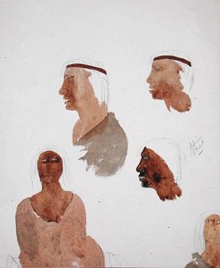 Fuegiaanse types, ca.1832 door Robert Fitzroy