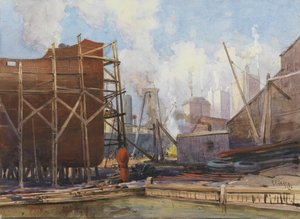 Scheepsbouw in Toronto, 1918 door Robert Ford Gagen
