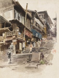 Een straat in Ikao, Japan II, 1890