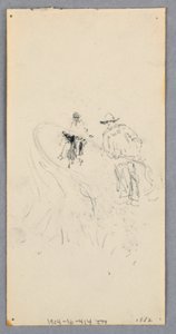 Tekening, Buitenmuur: Baai, balkon en kroonlijst (recto); twee figuren en niet-geïdentificeerde lijnen (verso), 1882 door Robert Frederick Blum