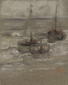 Vissersboten voor anker door Robert Frederick Blum