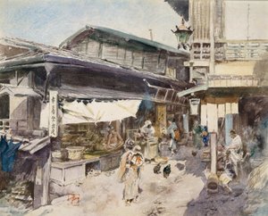 Straatscène in Ikao, Japan