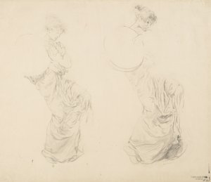 Studie van twee vrouwelijke figuren voor Moods to Music muurschildering door Robert Frederick Blum